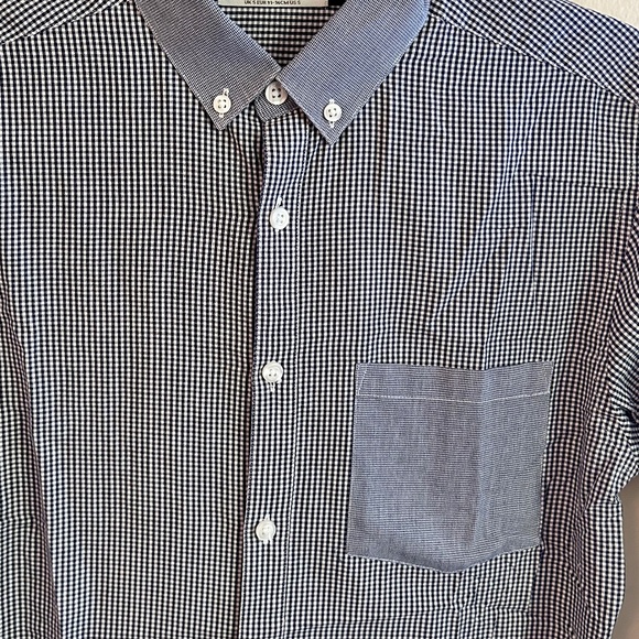 Topman Blue & White Size SM Gingham Long-Sleeve Button Down Shirt - Picture 3 of 5
